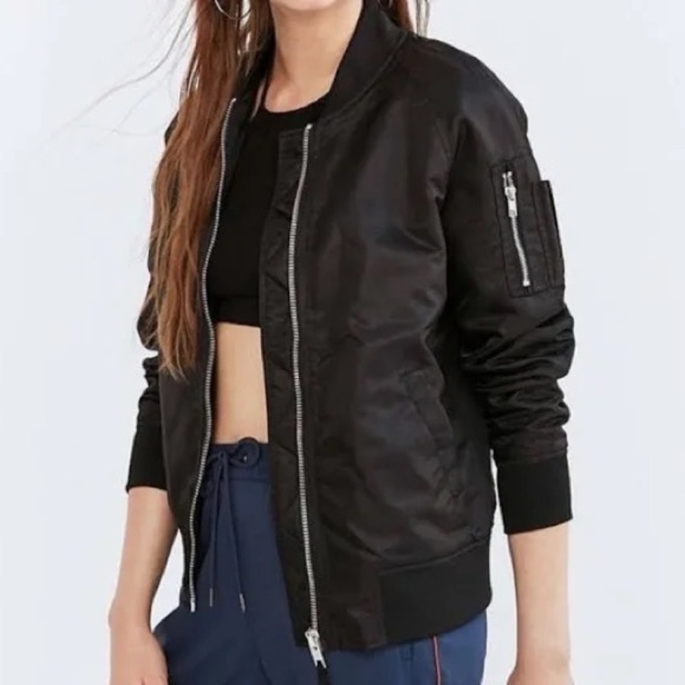 Silence + Noise Black Bomber Jacket